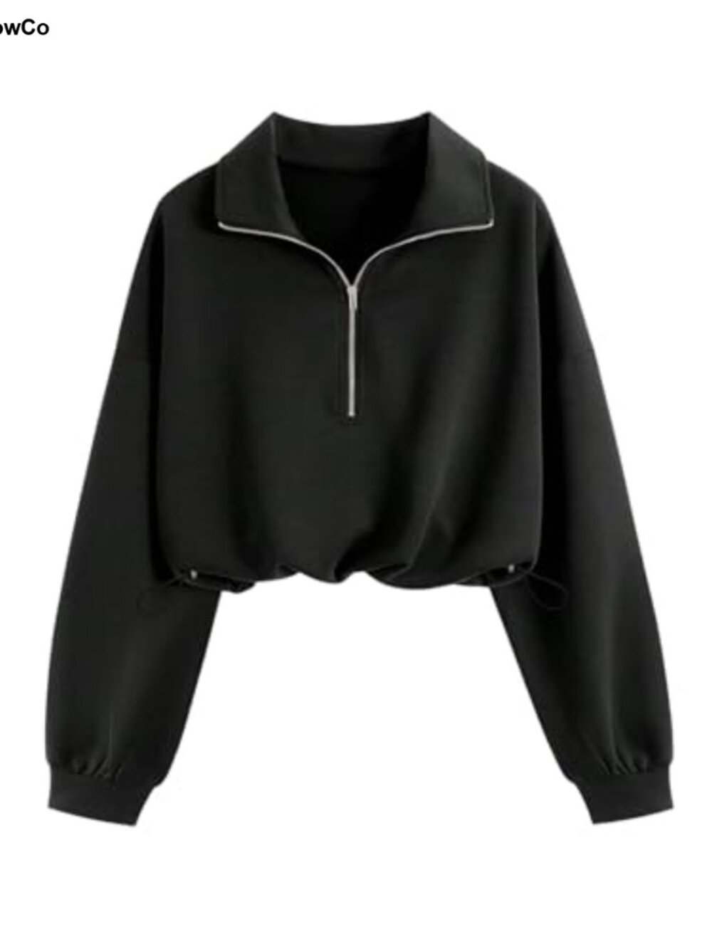 Verdusa Crop Mock Neck Quarter Zip Sweatshirt Loose Pullover Workout Top